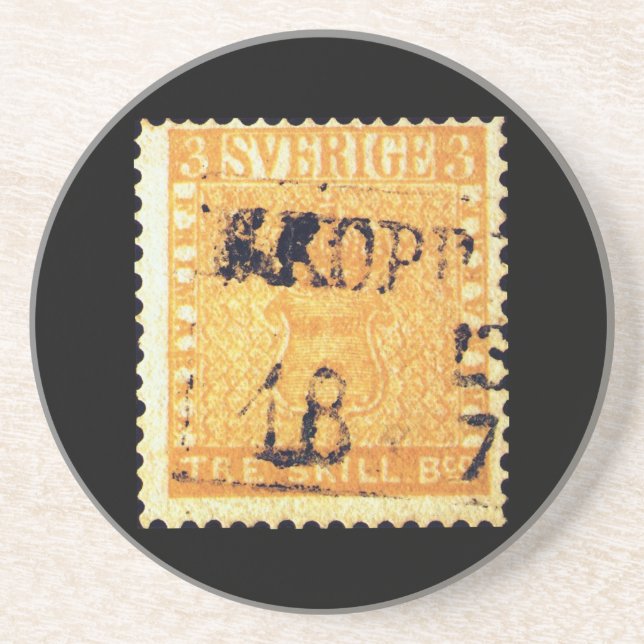 Treskilling Yellow of Sweden Sverige 3 Cent Stamp Coaster (Front)