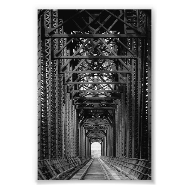 Trestle Bridge In Black And White Photo Print (Front)