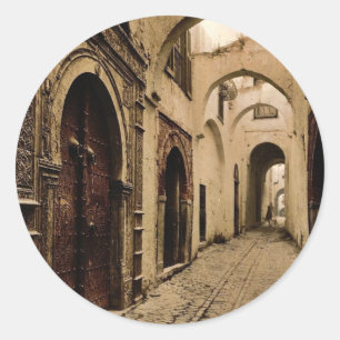 Tresure Street, Tunis, Tunisia classic Photochrom Classic Round Sticker