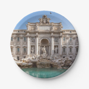 Trevi Fountain at early morning - Rome, Italy Paper Plate