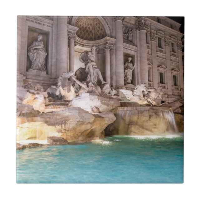 Trevi Fountain at night - Rome, Italy Ceramic Tile (Front)