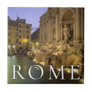 Trevi Fountain at Night Rome, Lazio, Italy Ceramic Tile