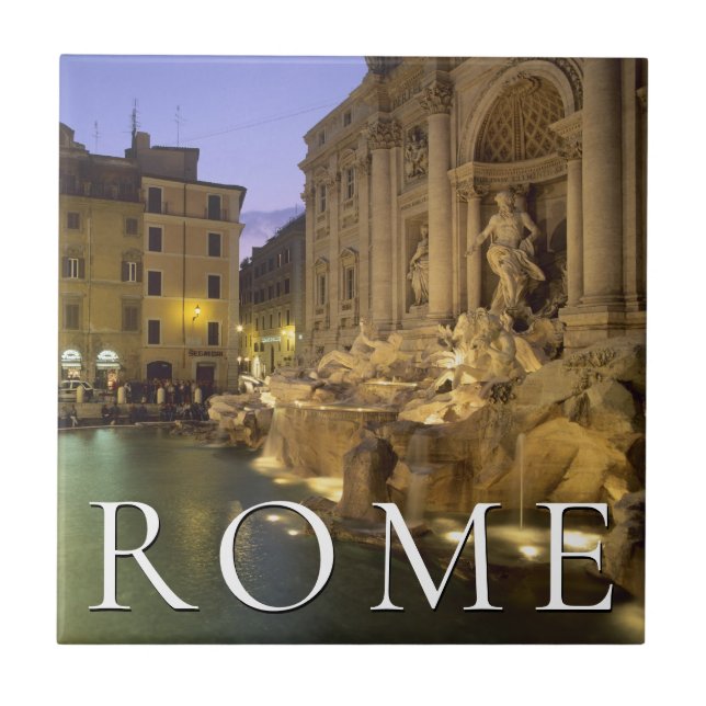 Trevi Fountain at Night | Rome, Lazio, Italy Ceramic Tile (Front)