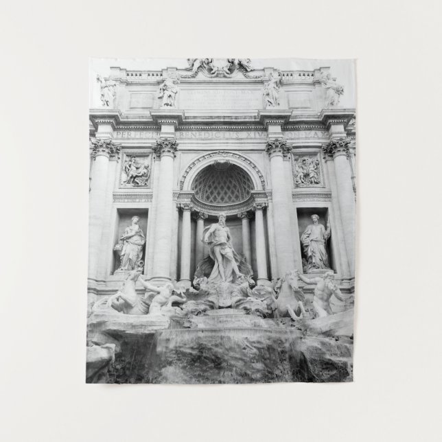 Trevi Fountain in Rome in Black & White #1 #travel Tapestry (Front)