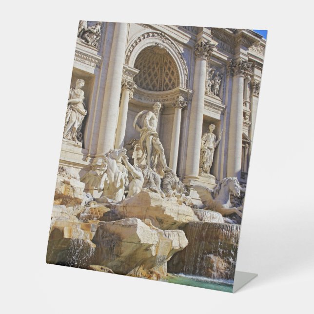Trevi Fountain Rome Photography Pedestal Sign (Front)