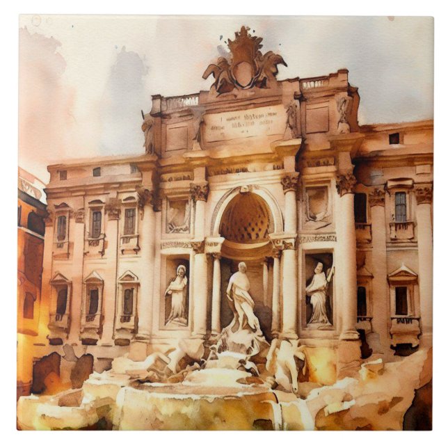 Trevi Fountains, Italy Rome Ceramic Tile (Front)