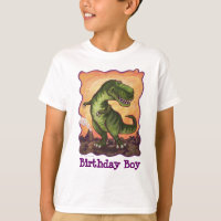 TRex Dino Birthday Boy Front and Back T-Shirt