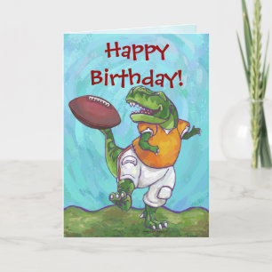 TRex Dino Football Star Happy Birthday Card