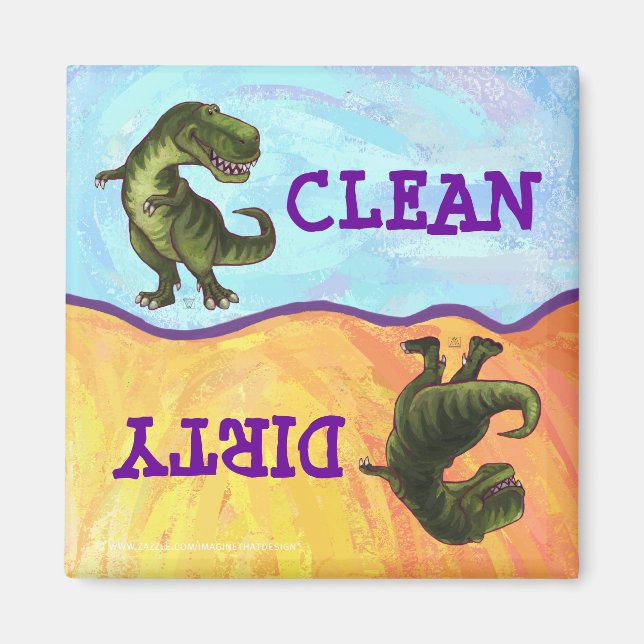 TRex Dino Heads and Tails Dirty Clean Dishwasher Magnet (Front)