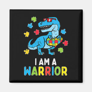 Trex Dino I Am A Warrior Toddler Boys Autism Aware Magnet