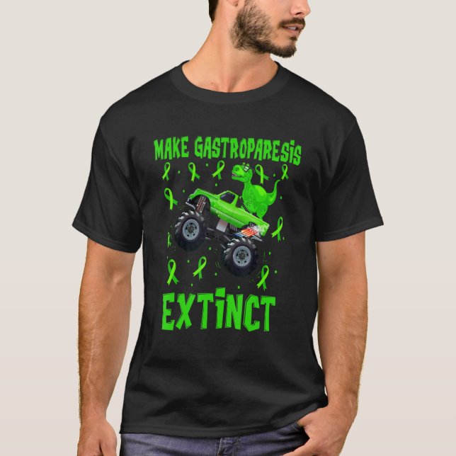 Trex Dino Monster Truck Make Gastroparesis Extinct T-Shirt (Front)