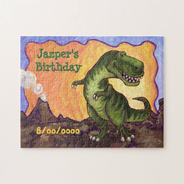 TRex Dino Personalised Birthday Puzzle (Horizontal)