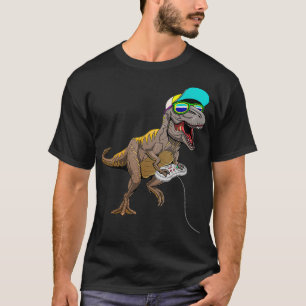 Trex Dinos Gamer Dinosaurs Playing Video Gamer Din T-Shirt