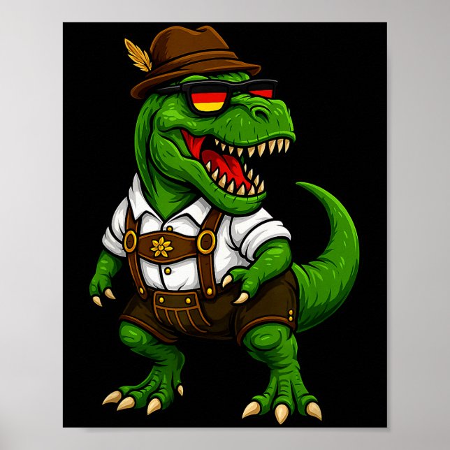 Trex Dinosaur Bavarian German Costume Boys Men Kid Poster (Front)