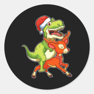 TRex Dinosaur Christmas Pajama Classic Round Sticker