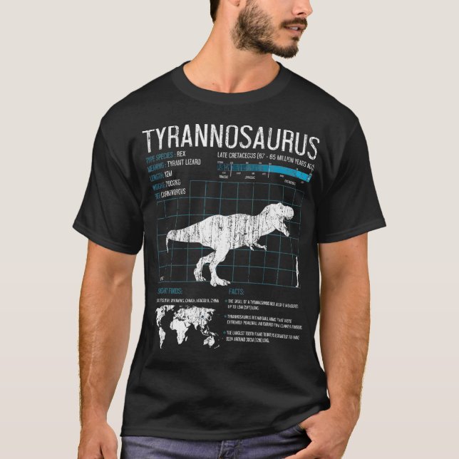 TRex Dinosaur Facts   Tyrannosaurus Science  T-Shirt (Front)
