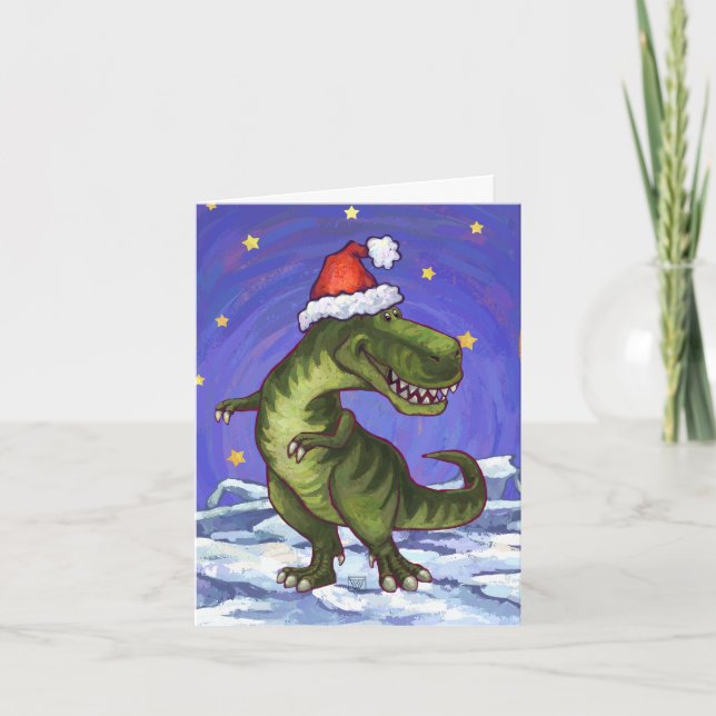 TRex Dinosaur Holiday Card (Front)