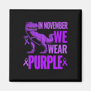 Trex Dinosaur In November We Wear Purple Epilepsy Magnet
