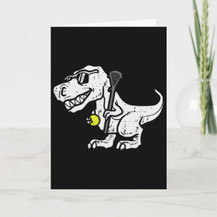 Trex Dinosaur Lacrosse Funny Lax Player Goalie Kid Card