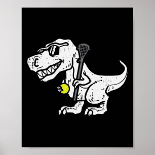 Trex Dinosaur Lacrosse Funny Lax Player Goalie Kid Poster