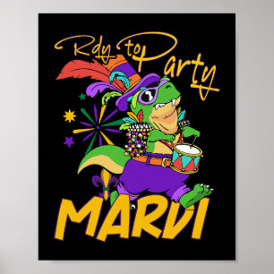 trex dinosaur Mardi gras costume for kids with bea Poster