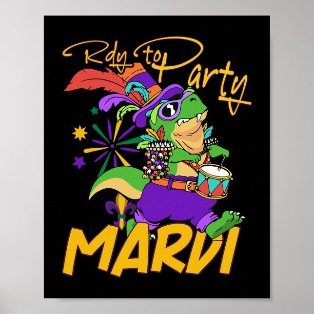 trex dinosaur Mardi gras costume for kids with bea Poster (Front)