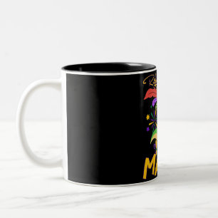 trex dinosaur Mardi gras costume for kids with bea Two-Tone Coffee Mug