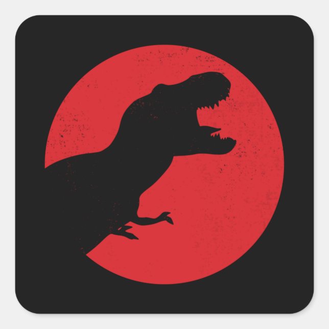 Trex Dinosaur Retro Square Sticker (Front)