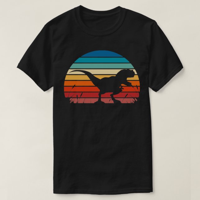 Trex Dinosaur Retro Sunset T-Shirt (Design Front)