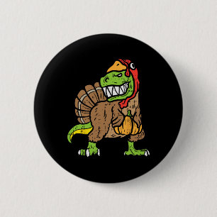 Trex Dinosaur Turkey Fun Toddler Kids Thanksgiving 6 Cm Round Badge