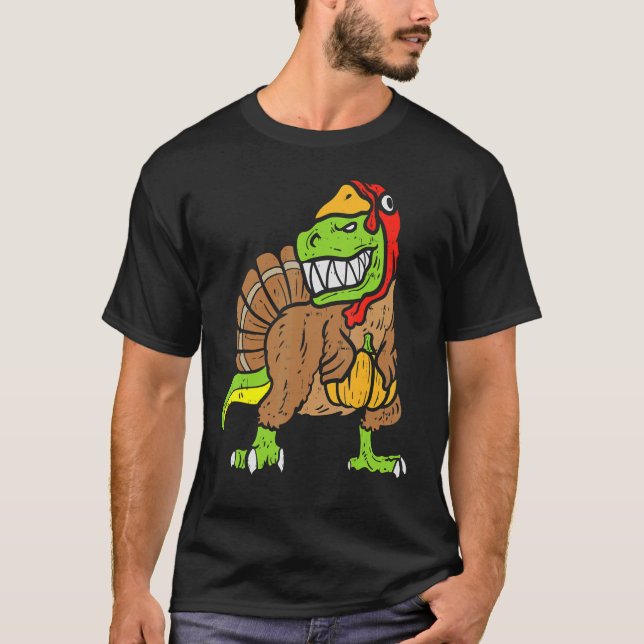 Trex Dinosaur Turkey Funny Toddler Kids Thanksgivi T-Shirt (Front)