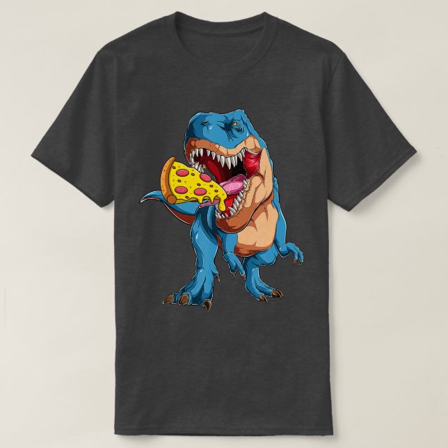 TRex Eating Pizza Pizzasaurus Dinosaur Pizza Lover T-Shirt (Design Front)