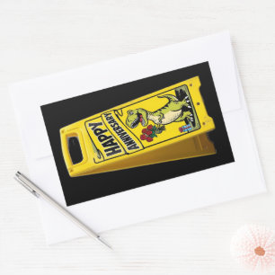 TRex holding red flowers happy anniversary Rectangular Sticker