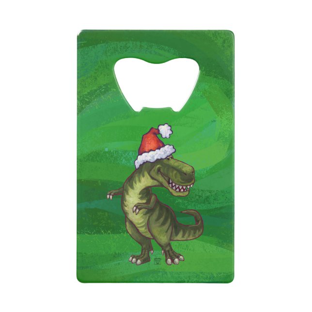 TRex in Santa Hat on Green (Front)
