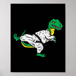 Trex Karate Taekwondo Black Belt Funny Dinosaur Ma Poster