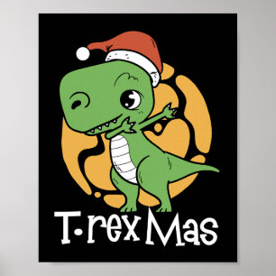 TRex Mas Christmas dinosaur Poster