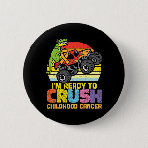 Trex Monster Truck Crush Childhood Cancer Awarenes 6 Cm Round Badge