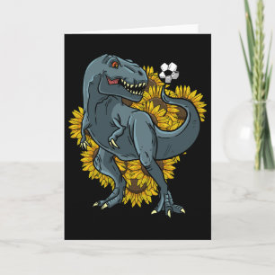 Trex Playing Soccer Sunflower Funny Footll Dinosau Card