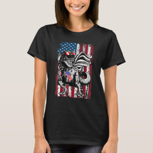 Trex Popsicle Usa Flag  4th Of July Dinosaur T-Shirt