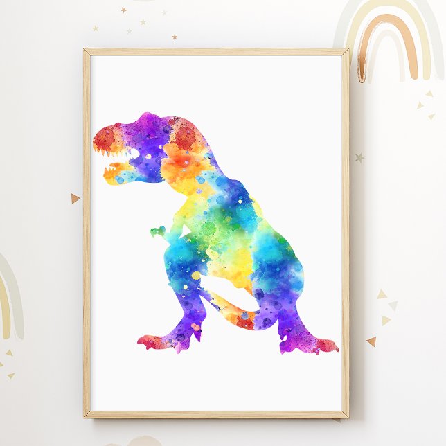 Trex Print Colourful Dinosaur Kids Room Poster (Creator Uploaded)