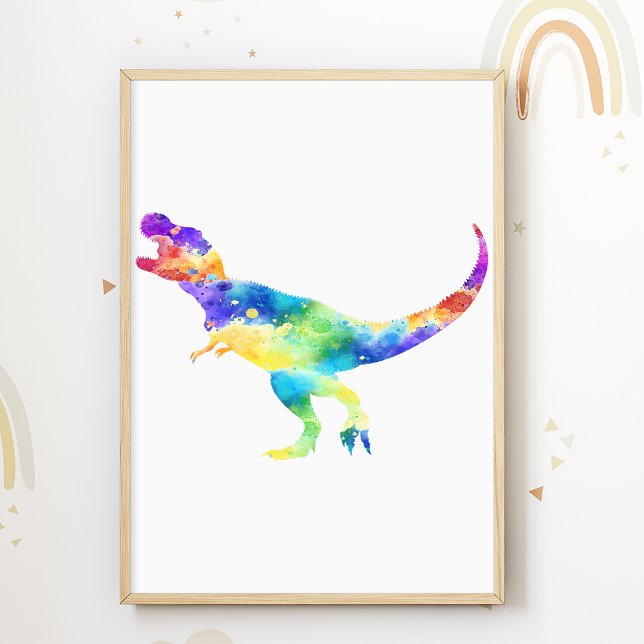 Trex Print Colourful Dinosaur Kids Room Poster (Creator Uploaded)