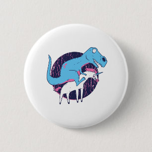 Trex Riding Unicorn 6 Cm Round Badge