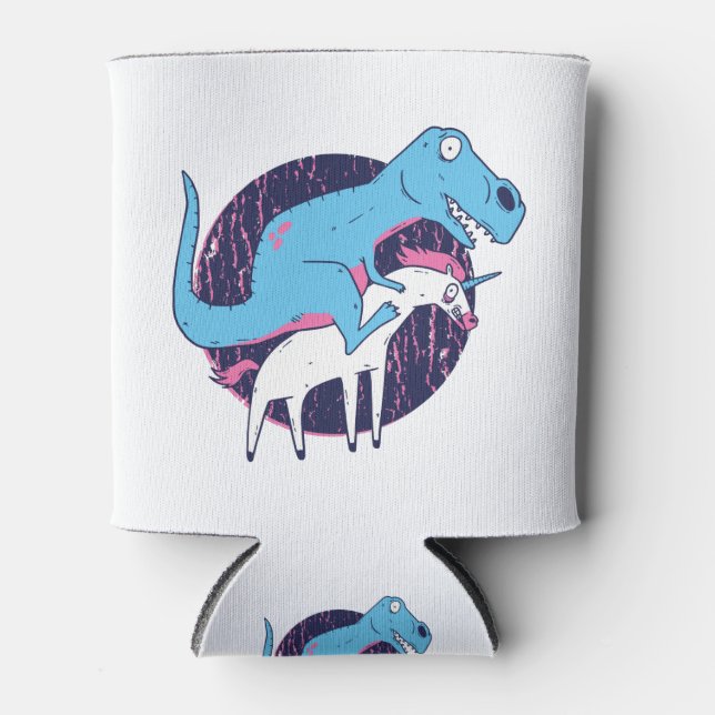 Trex Riding Unicorn Can Cooler (Front)