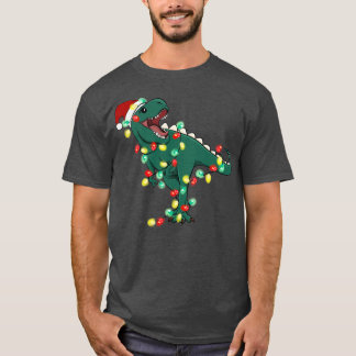 TRex Santa Christmas Lights T-Shirt