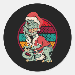 TRex Santa Claus Dinosaur Christmas Funny Merry Xm Classic Round Sticker