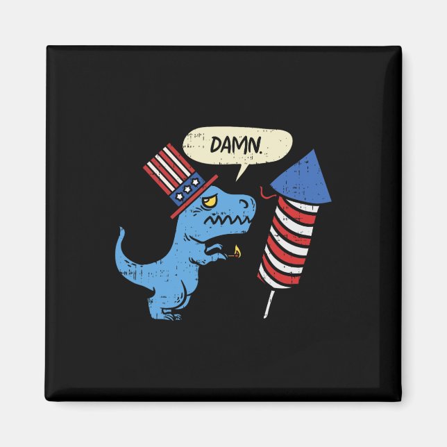 Trex Short Hands Firecracker Funny Firework 4th Of Magnet (Front)