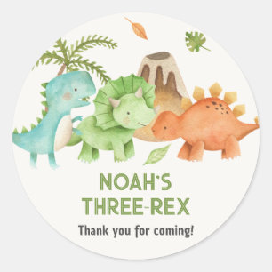 Trex Stegosaurus Triceratops Dinosaur Boy Birthday Classic Round Sticker