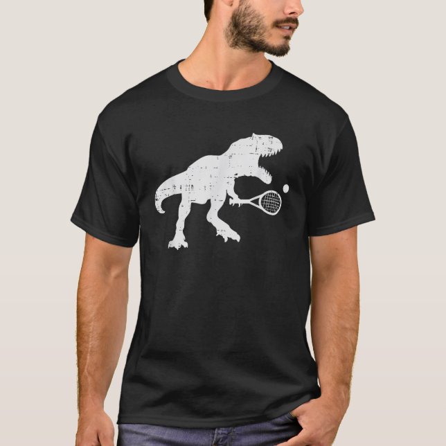 Trex Tennis Tennisaurus Funny Dinosaur Player Men  T-Shirt (Front)