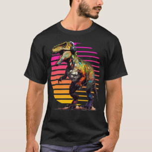 Trex with headphones retro art1 T-Shirt