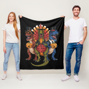 TRexgiving T-Rex Happy Thanksgiving Dinosaurs  Fleece Blanket
